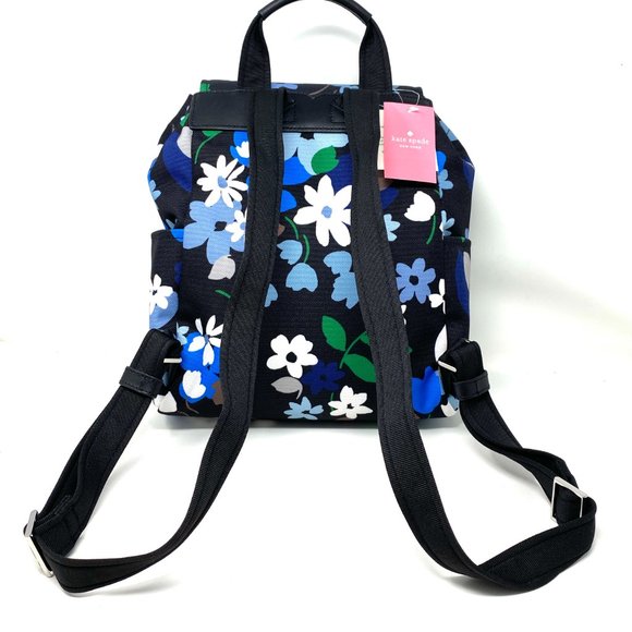 Kate Spade Flat Backpack Carley Bloom Multi Blue W - Picture 4 of 11
